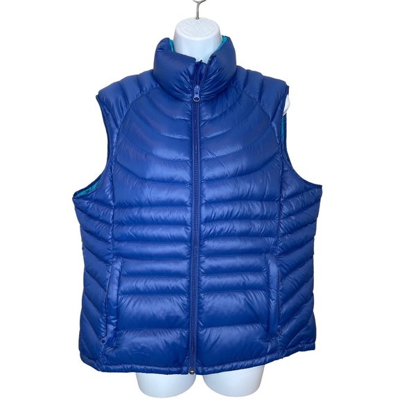 Bernardo Jackets & Blazers - Bernardo Goose Down Puffer Vest Womens Extra Large Blue Full Zip